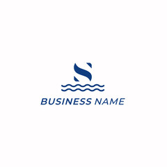 logo design creative letter S and wave