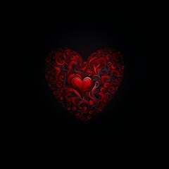 red heart on black background