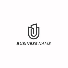 logo design creative letter U and real estate
