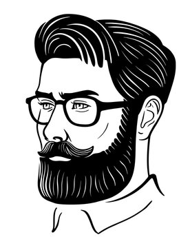 recommend clip art: Man with beard. Face with hairstyle