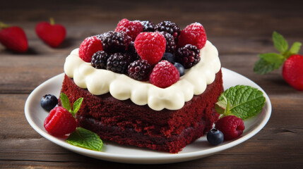 Heart shape cake with berries
