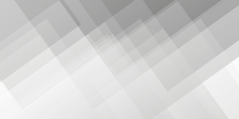 Abstract gray background with square and triangle shapes layered in modern abstract white transparent pattern design. White color technology concept seamless geometric line vector background.