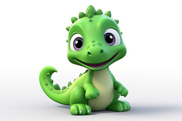 Fototapeta premium Cute Little Dinosaur 3D illustration white background