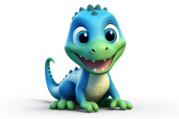 Fototapeta premium Cute Little Dinosaur 3D illustration white background