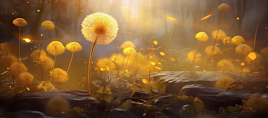 A Solitary Dandelion Defying the Forest Majesty created images with generative ai