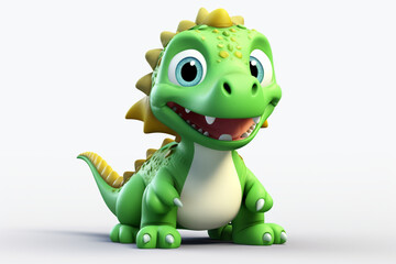 Fototapeta premium Cute Little Dinosaur 3D illustration white background