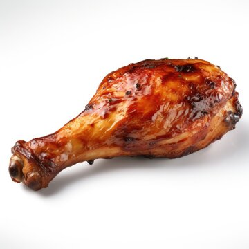Grilled bbq chicken leg Isolated on white background