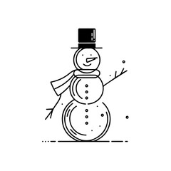 snowman vector. black and white snowman illustration no fill. simple snowman line art. Christmas snowman. Merry Christmas vector. Happy snowman vector