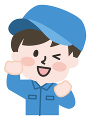 Obraz premium グッとやる気を出す男性作業員