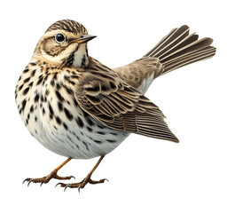 Fototapeta premium An American Pipit standing on a flat surface isolated on a transparent background