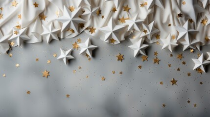 White Concrete Background Golden Stars Shape , Background HD, Illustrations