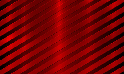 Abstract 3D luxury red metal stripes on dark background. Elegant diagonal stripes repeating pattern design. Red metal sheet geometric  backdrop. 3D modern luxury template design. Premium Vector EPS10. - obrazy, fototapety, plakaty