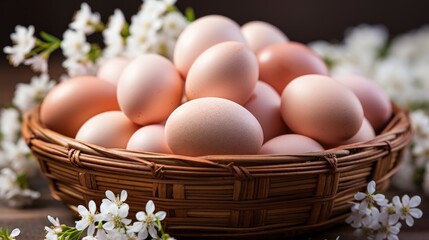 Woman Putting Eggs Close Basket , Background HD, Illustrations