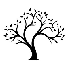 Obraz premium A Branch Tree vector Black Silhouette clipart isolated on a white background