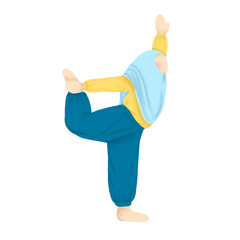 Doing yoga cartoon illustration on png transparant 