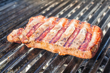 Brazilian hump steak being grilled on barbecue style