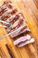 Brazilian hump steak being grilled on barbecue style