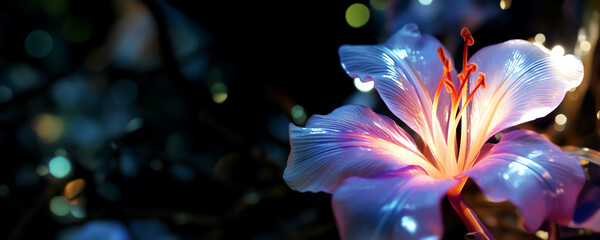 Macro holographic flower with fantasy concept