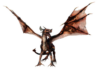 3D Rendering Fairy Tale Dragon on White