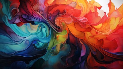 A vibrant cascade of liquid hues swirling in an abstract dance of colors.