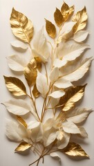 paper leaf background with golden parts