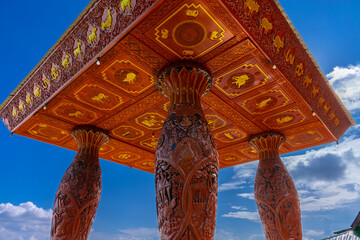 beautiful Wat Buddhist temples in Chiangmai Chiang mai Thailand. Decorated in beautiful ornate...