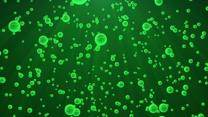Abstract background with green bubbles in water with acid glow and shine effect , video 4k , 60 fps