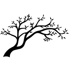 A Branch Tree without leaves vector Silhouette clipart isolated on a white background
