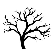 A Branch Tree without leaves vector Silhouette clipart isolated on a white background