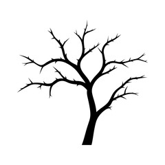 A Branch Tree without leaves vector Silhouette clipart isolated on a white background