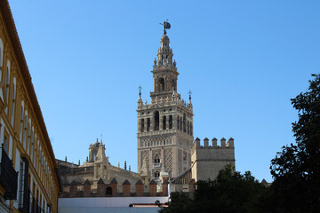 The Catedral de Sevilla (Cathedral of Saint Mary of the See) and La Giralda. Giralda is the name given to the bell tower of the Cathedral.