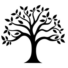 Obraz premium A Branch Tree vector Black Silhouette clipart isolated on a white background