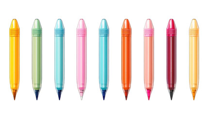 Colorful Markers Isolated on Transparent or White Background, PNG