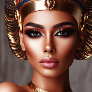 Portrait of a pretty model dressed like an ancient Egyptian goddess.