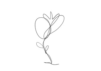 inked line art of flower, tulip, single line art