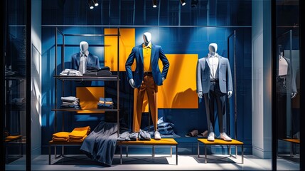luxury suits on display in a suit shop