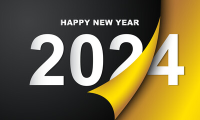 Happy New Year 2024 greeting card design template. - obrazy, fototapety, plakaty