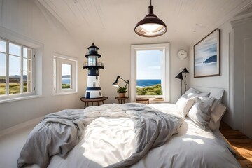 Fototapeta na wymiar light house in bedroom 