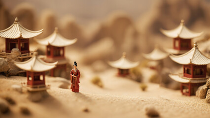 Obraz premium Chinese classical style miniature landscape