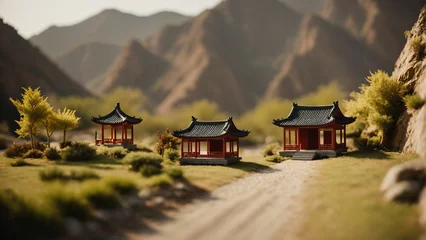 Papier peint Gris 2 Chinese classical style miniature landscape