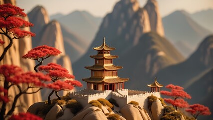 Chinese classical style miniature landscape - obrazy, fototapety, plakaty