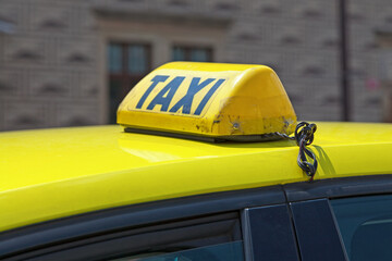 Czech yellow taxi sign