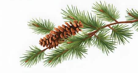 pine branch with cones on white,fir tree branch with cones,pine branch with cones,Festive Fir Tree Branches: Cones & Greenery,Woodland Elegance: Pine Branches & Cones,Winter Whispers: Fir Tree 