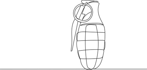 grenade drawing continuous line, sketch