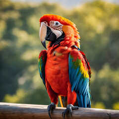 red, Blue and yellow macaw in the natures lap 