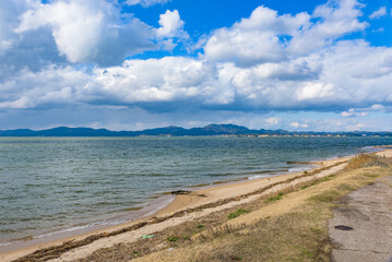 Fototapeta na wymiar View of the Shinji-ko (Lake Shinji) in Shimane Prefecture, Japan