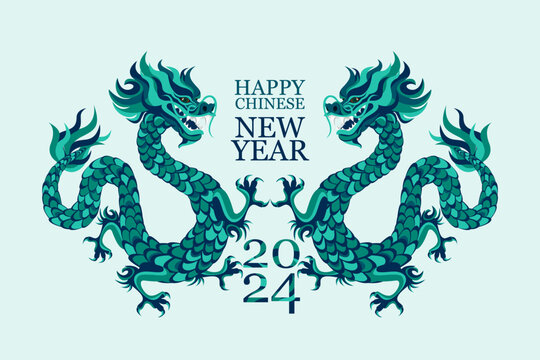 Chinese New Year.2024 is the year of the Dragon.Dragon background.Happy New Year.Vector illustration.