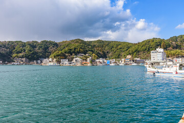 SHIMANE, JAPAN - FEB 20, 2023: View of the Mihonoseki Port in Shimane Prefecture, Japan.