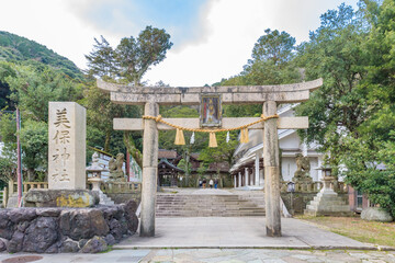 SHIMANE, JAPAN - FEB 20, 2023: Hiho Shrine in Mihonoseki, Matsue City, Shimane Prefecture, Japan.