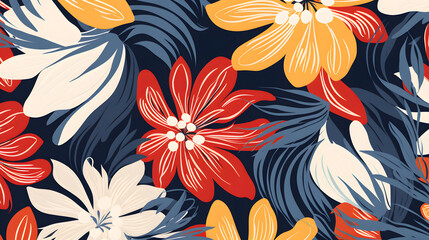 Abstract hand drawn flower art seamless pattern illustration. generative ai.